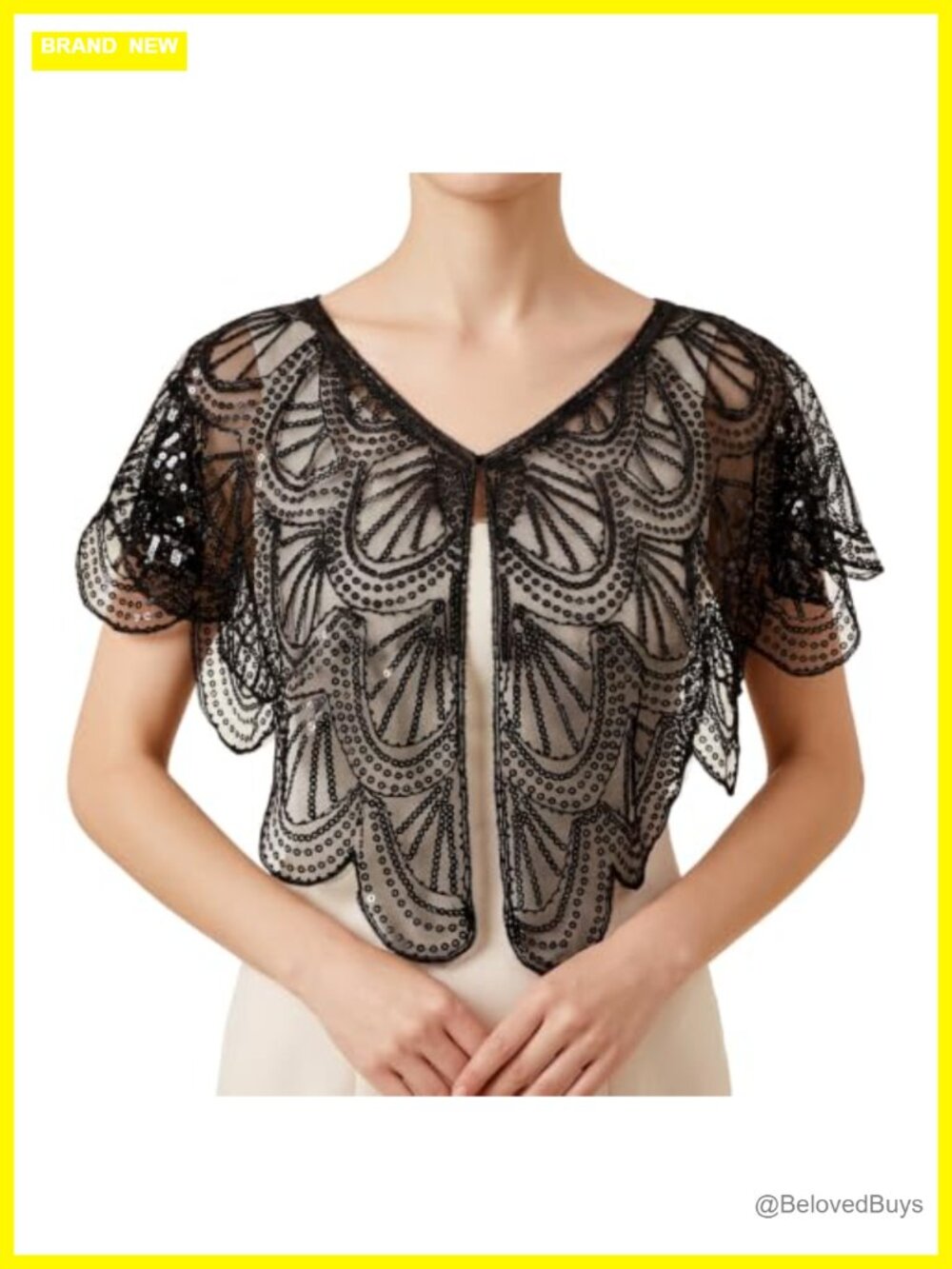 Sequin Beaded Shawl Wrap for Women, Evening Cover Up